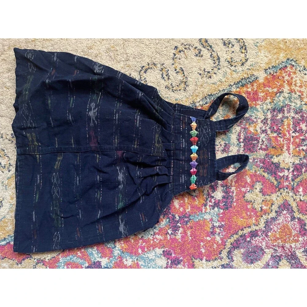 Vintage Guatemalan Huipil Artisan Embroidered Kids Jumper Dress